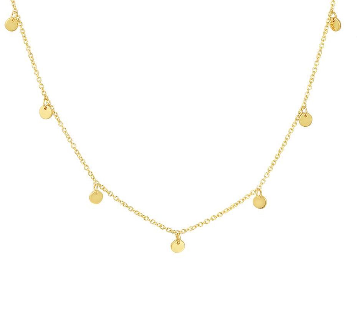 YO&NO - Ketting - Goud -  Anker - Rondjes - 1,0 mm - 41/43/45 cm - Sieraden vrouw - 14k - 585 goud