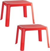 2x morceaux de tables d'enfants en plastique rouge 55 x 66 x 43 cm - Table d'enfants à l'extérieur - Table d'appoint