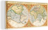 Canvas Wereldkaart - 160x80 - Wanddecoratie Wereldkaart - Retro - Latijn