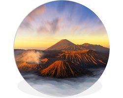 WallCircle - Wandcirkel ⌀ 120 - Indonesië - Vulkaan - Java - Ronde schilderijen woonkamer - Wandbord rond - Muurdecoratie cirkel - Kamer decoratie binnen - Wanddecoratie muurcirkel - Woonaccessoires XXL