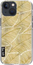 Casetastic Apple iPhone 13 mini Hoesje - Softcover Hoesje met Design - Tropical Leaves Gold Print