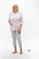 Martel Maria dames pyjama- mouwen 3/4 - wit/grijs/rood - 100 % katoen 3XL