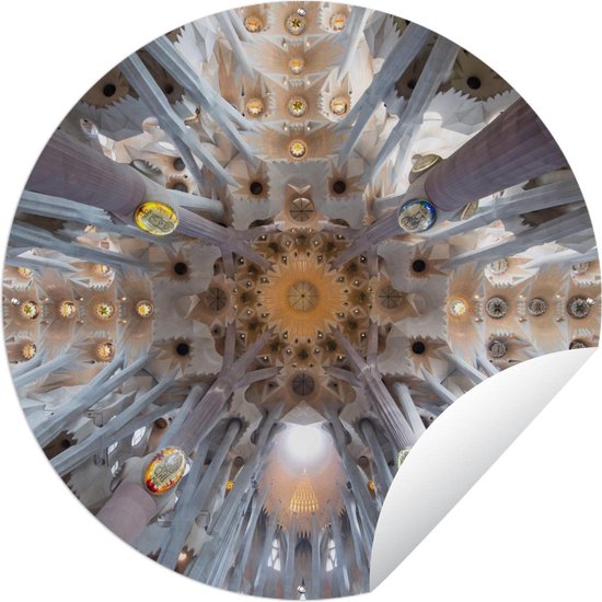 Tuincirkel Barcelona - Sagrada Familia - Spanje - 60x60 cm - Ronde Tuinposter - Buiten
