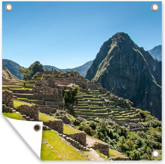 Posters de jardin Pérou - Soleil - Machu Picchu - 50x50 cm - Toile jardin - Affiche extérieure