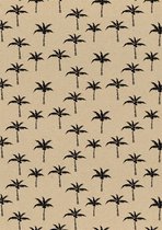 Bruin Kraftpapier Met Zwarte Palmbomen- Breedte 40 cm - 250m lang