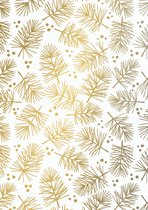 Kerst Cadeaupapier Pine Gold Coated- Breedte 30 cm - 200m lang