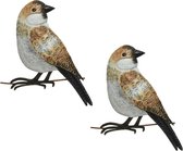 2x stuks decoratie vogel/muurvogel Mus voor in de tuin 38 cm - Tuindecoratie dierenbeeldjes - Tuinvogels/muurvogels