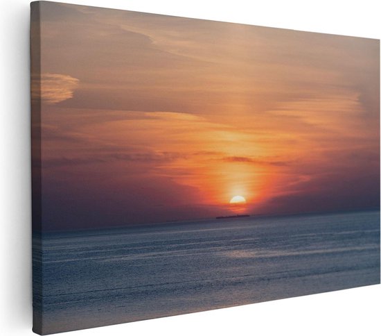 Artaza Canvas Schilderij Zonsondergang In De Noordzee - 90x60 - Foto Op Canvas - Canvas Print - Muurdecoratie