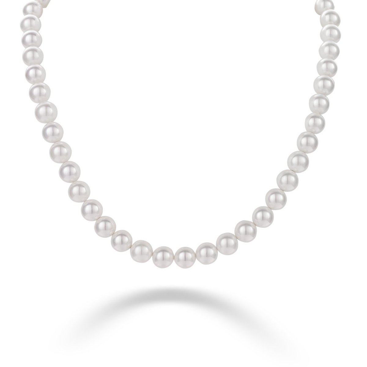 Twice As Nice Halsketting in zilver, parels van 8 mm 40cm+5cm