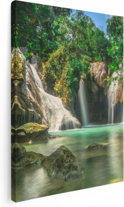 Artaza Canvas Schilderij Tropische Waterval  - 30x40 - Klein - Foto Op Canvas - Canvas Print