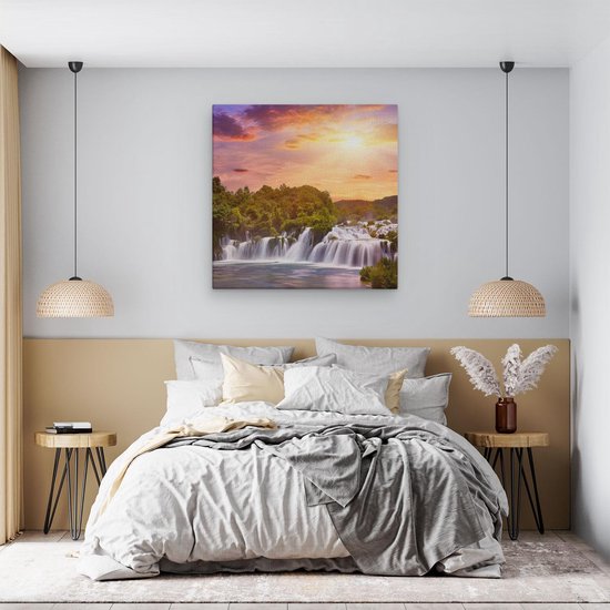 Artaza - Peinture sur toile - Chutes d'eau dans la forêt - 70x70 - Photo sur toile - Impression sur toile