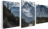 Artaza Canvas Schilderij Drieluik Weg Voor De Grote Berg In Het Bos - 120x60 - Foto Op Canvas - Canvas Print