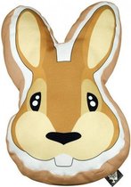 sierkussen Rabbit junior 40 x 40 cm textiel oranje/bruin