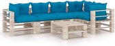 Medina 6-delige Loungeset met kussens pallet grenenhout