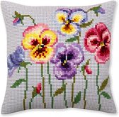 Kussen Pansies II - borduurpakket Collection d'Art