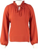 Signe nature soepele oranje blouse polyester stretch 7/8e mouw - valt ruim - Maat 34