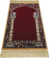 Luxe Gebedskleed: Donkerrood met gouden pilaar 10 mm premium gebedsmat