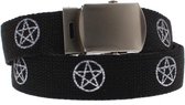 Zac's Alter Ego Riem White pentagram Canvas Webbing Zwart/Wit