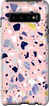 Samsung Galaxy S10 Telefoonhoesje - Extra Stevig Hoesje - 2 lagen bescherming - Met Marmerprint - Terrazzo - Roze