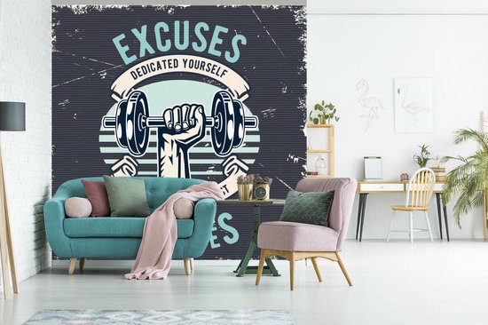 Papier peint - Papiers Papier peint photo Poids - Fitness - Main - Rétro - Largeur 300 cm x Hauteur 300 cm