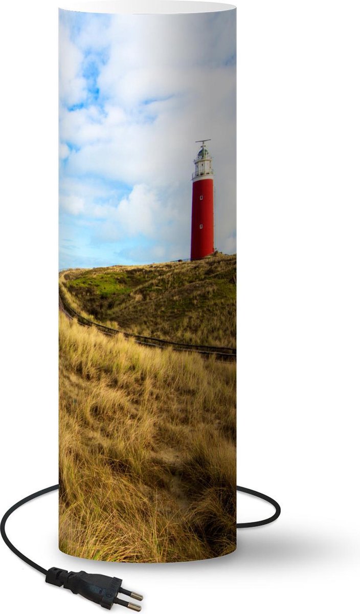 Lamp - Nachtlampje - Tafellamp slaapkamer - Strand - Vuurtoren - Wolken - 60 cm hoog - Ø19.1 cm - Inclusief LED lamp