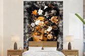 Behang - Fotobehang Vrouwen - Goud - Bloemen - Breedte 225 cm x hoogte 350 cm