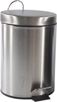 Pedaalemmer/prullenbakje 3 liter RVS D21 x H30 cm zilver - Afvalbakken - Pedaalemmers