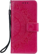 Shop4 - Samsung Galaxy A52s 5G Hoesje - Wallet Case met Pasjeshouder Mandala Patroon Roze