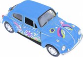 auto Volkswagen Beetle bloemen 10,5 cm blauw