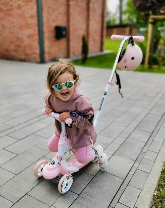 HyperMotion - Kinderstep - 3 Wielen - 5 in 1 Kinderstepjes - Inclusief zitje en duwstang - Meisje - Roze - stepjes voor kinderen van 1 / 2 / 3 / 4 / 5 jaar +