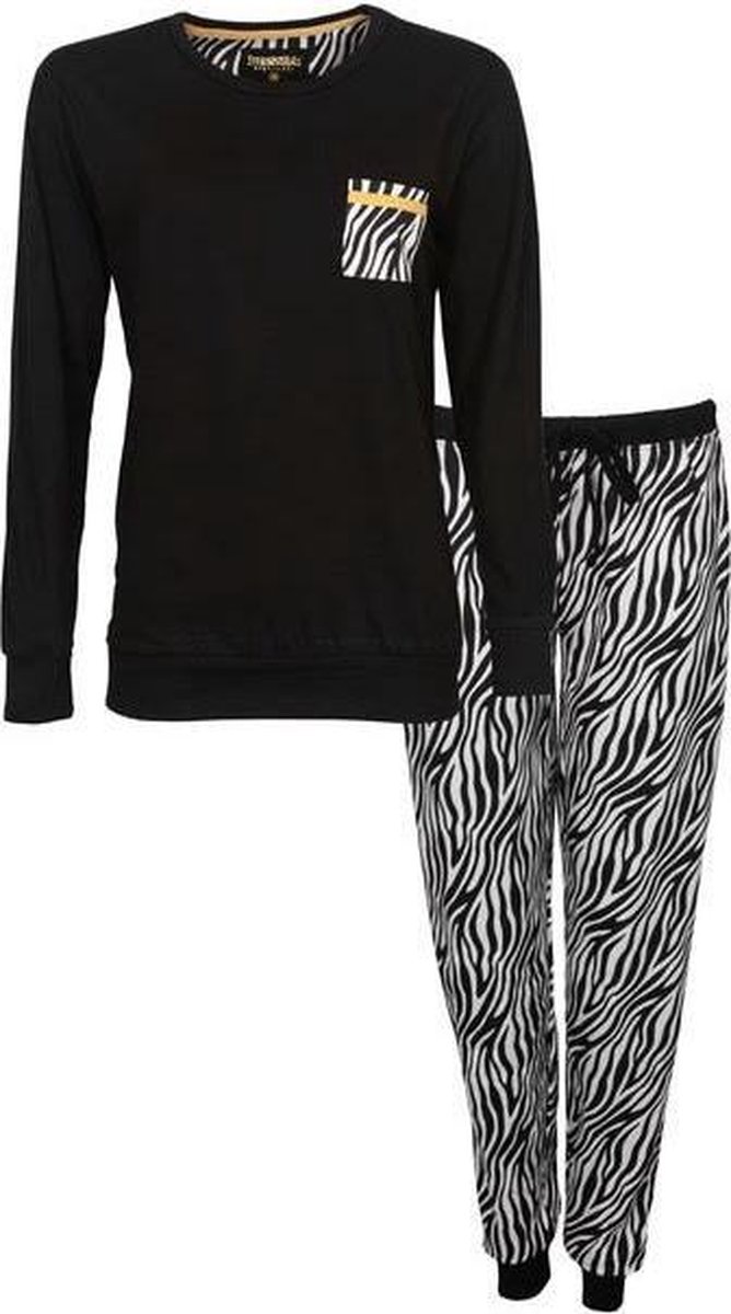 Irresistible dames pyjama -Zebra 1101 - XXL - Zwart