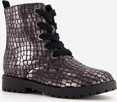 Blue Box meisjes croco veterboots - Grijs - Maat 32