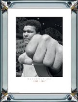 70 x 90 cm - Spiegellijst met prent - Muhammad Ali - prent achter glas