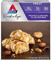 Atkins | Endulge | Peanut Caramel Cluster Reep |  Doos | 5 x 34g  | Koolhydraatarm eten doe je zó!