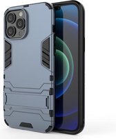 PC + TPU schokbestendige beschermhoes met onzichtbare houder voor iPhone 13 Pro Max (marineblauw)