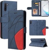 Voor Samsung Galaxy Note10 Dual-color Splicing Horizontale Flip PU Lederen Case met Houder & Kaartsleuven & Portemonnee (Blauw)