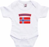 Norway baby rompertje met vlag wit jongens en meisjes - Kraamcadeau - Babykleding - Noorwegen landen romper 68 (4-6 maanden)