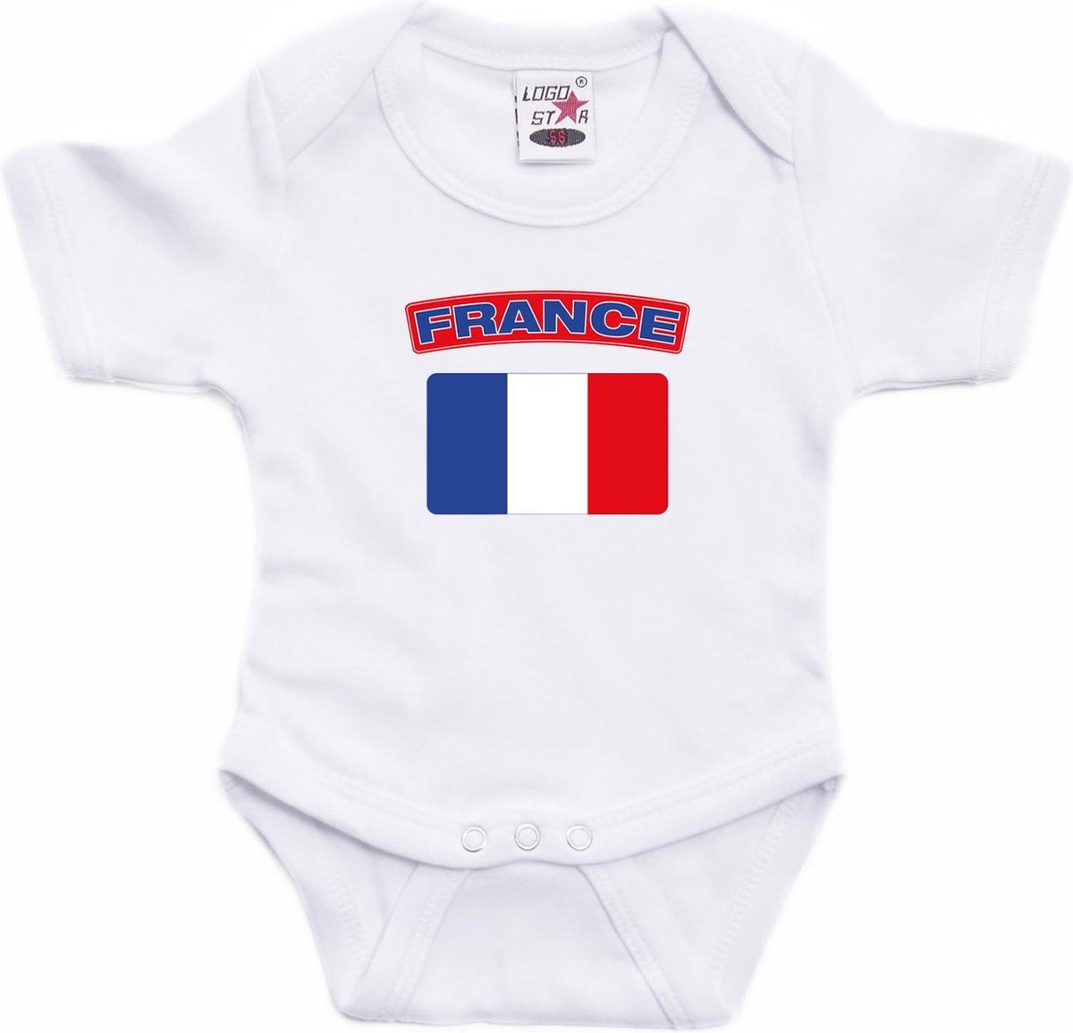France baby rompertje met vlag wit jongens en meisjes - Kraamcadeau - Babykleding - Frankrijk landen romper 80