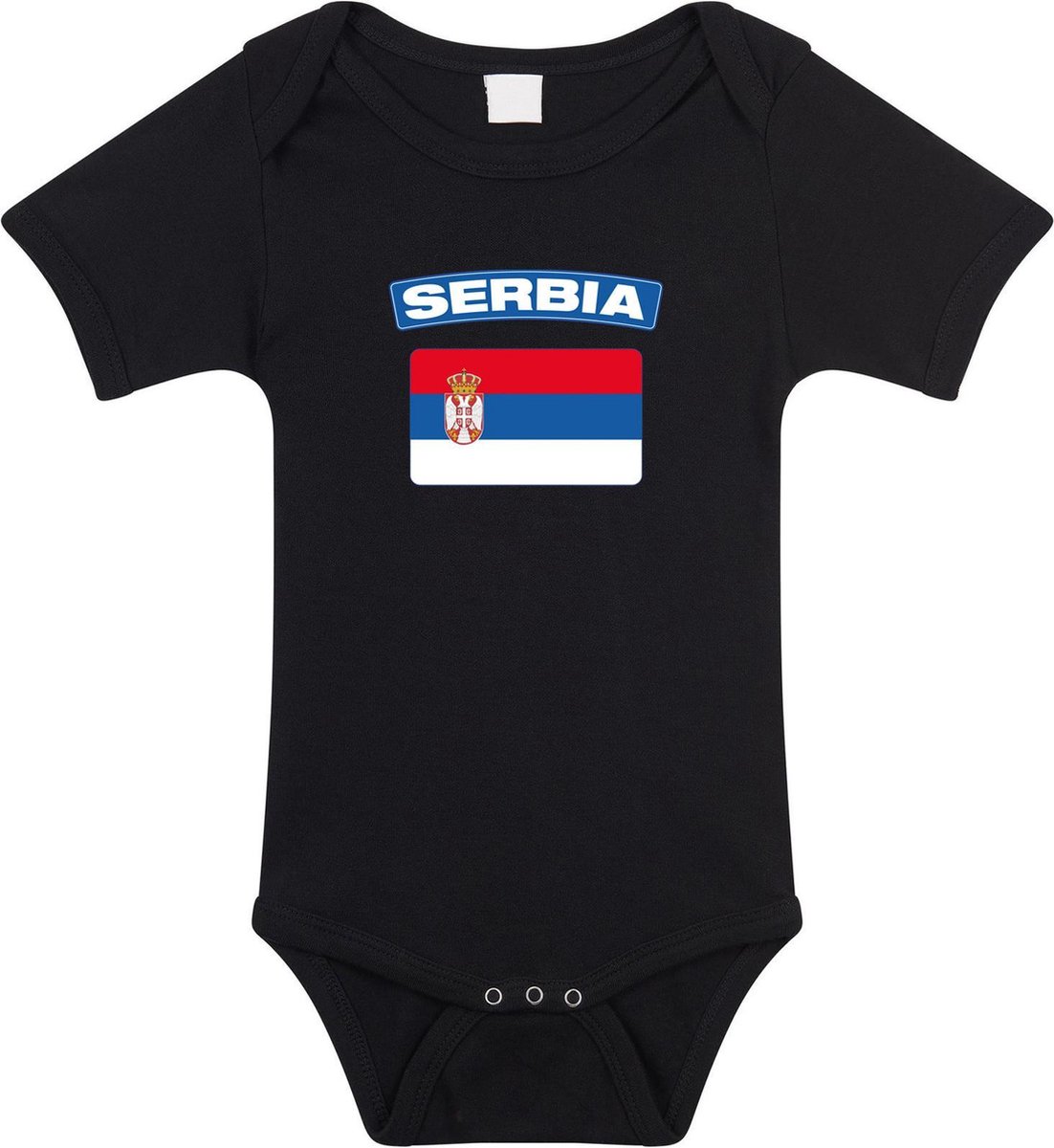 Serbia baby rompertje met vlag zwart jongens en meisjes - Kraamcadeau - Babykleding - Servie landen romper 56