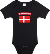 Danmark baby rompertje met vlag zwart jongens en meisjes - Kraamcadeau - Babykleding - Denemarken landen romper 92 (18-24 maanden)