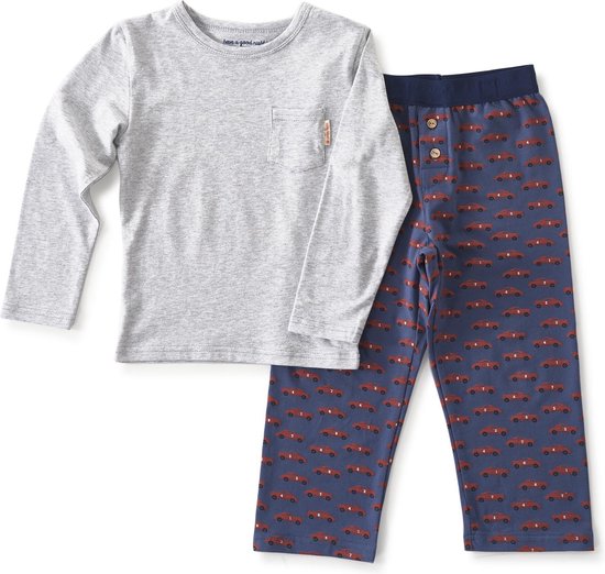 Little Label Pyjama Jongens - Maat 134-140 - Blauw, Rood - Zachte BIO Katoen
