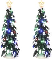Luville - Snowy Conifer with multicolour lights 2 pieces battery operated - Kersthuisjes & Kerstdorpen