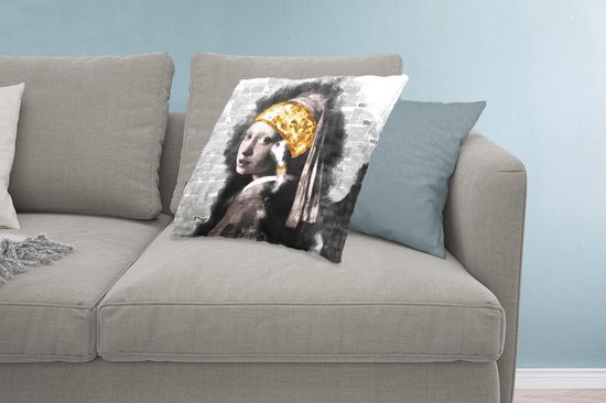 Oreillers - Boucle d'oreille La Fille à la perle - Vermeer - Or - 60x60 cm - Salon
