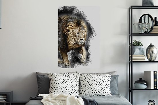 Stickers Stickers muraux - Illustration - Lion - Zwart - 60x90 cm - Feuille adhésive