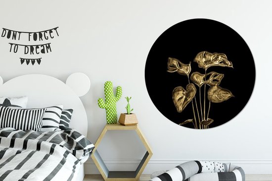 WallCircle - Wall Circle - Wall Circle - Feuilles - Or - Plantes - Aluminium - Dibond - 140x140 cm - Intérieur et Extérieur