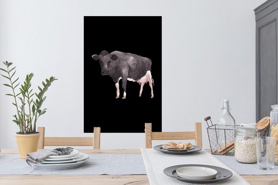 Stickers muraux - Film autocollant - Vache - Illustration - Zwart - 60x90 cm - Film adhésif - Stickers muraux Chambre d'enfant - Papier peint autocollant