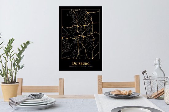 Stickers Stickers muraux - Carte - Duisburg - Or - Zwart - 40x60 cm - Feuille adhésive
