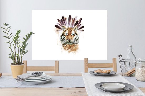 Stickers muraux - Tigre - Tête - Ressorts - 90x60 cm - Feuille adhésive
