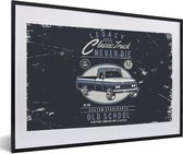 Fotolijst incl. Poster - Auto - Vintage - Tekening - 60x40 cm - Posterlijst