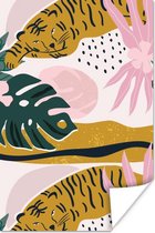 Poster Tijger - Bladeren - Jungle - Patronen - 120x180 cm XXL